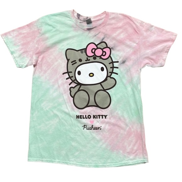 Hello Kitty Tops - Hello Kitty x Pusheen Collaboration Tie Dye Tee (L)